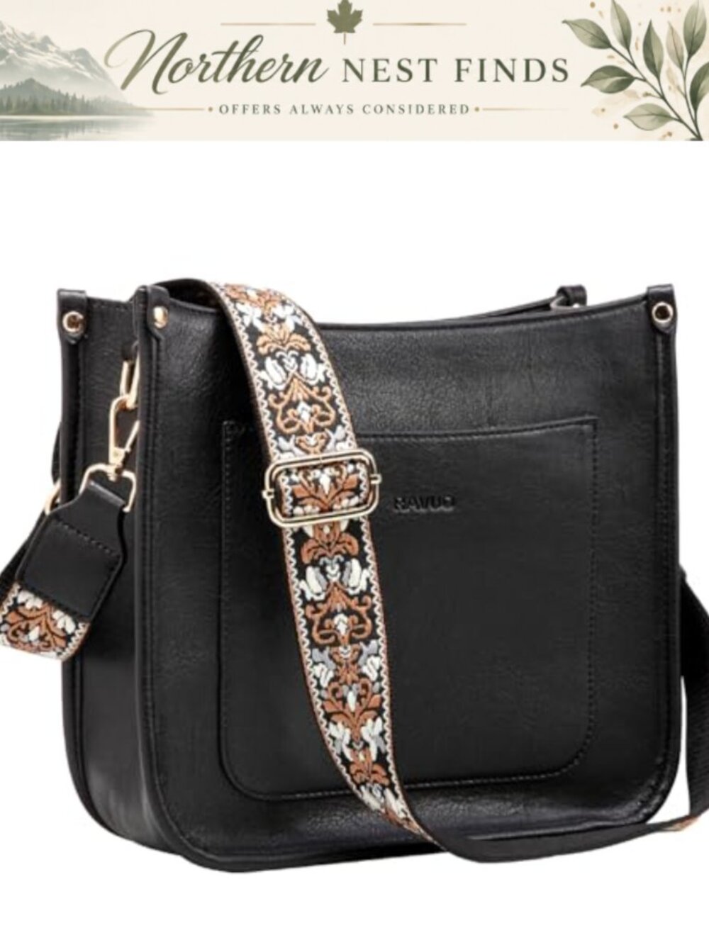Vegan Leather Crossbody Hobo Bag with 2 Adjustable Straps